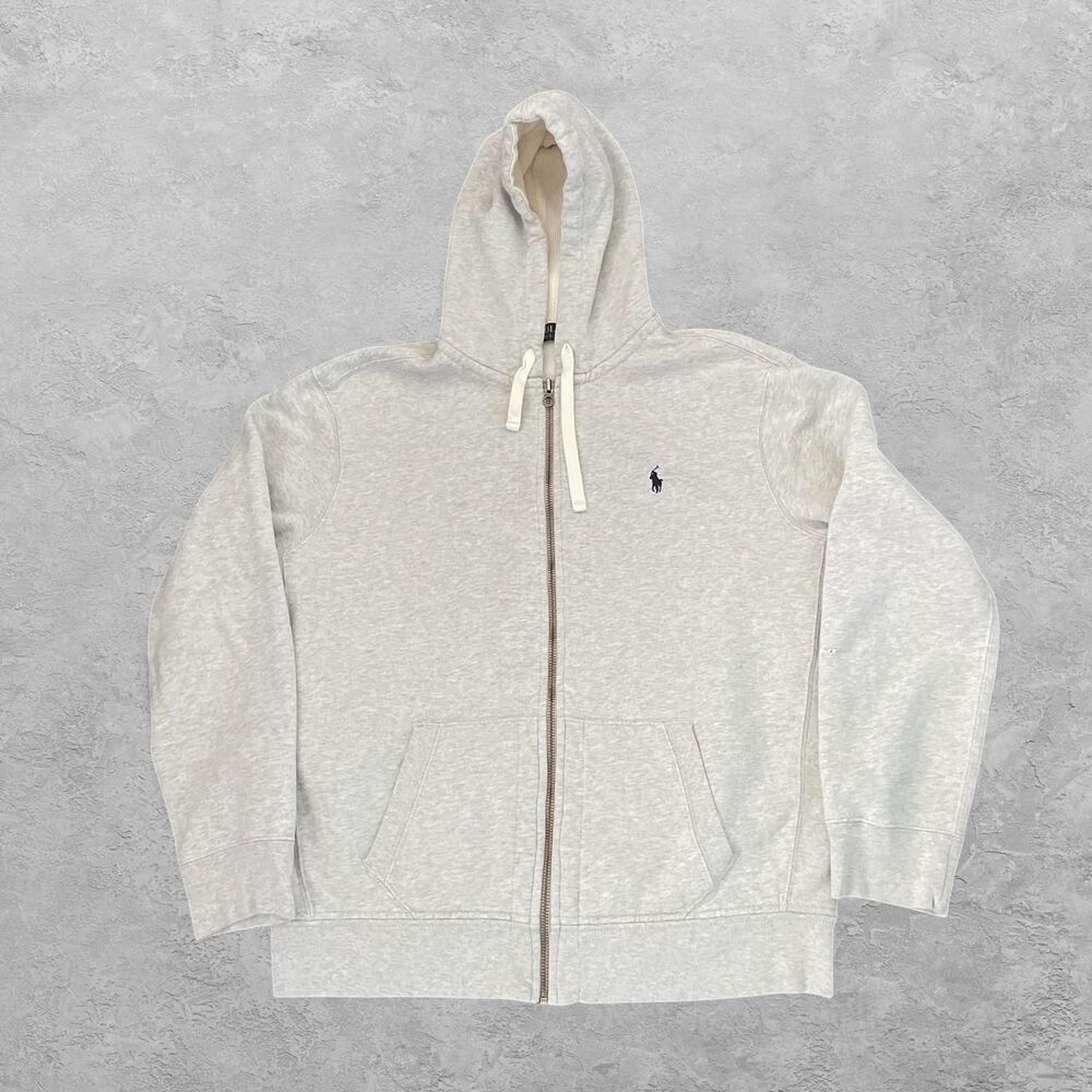 Polo Ralph Lauren Waffle Hoodie Knit Full Zip Gray XXL Mens Preppy